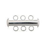 5 sets of 21x10mm Bright Silver 3-Strand Tube Clasps