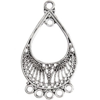 3 Pair of 48x26mm Antique Silver 6 Loop Drop Filigrae Earrings