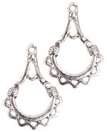 5 Pairs of 28x19mm Chandelier Drop Antique Silver Earrings