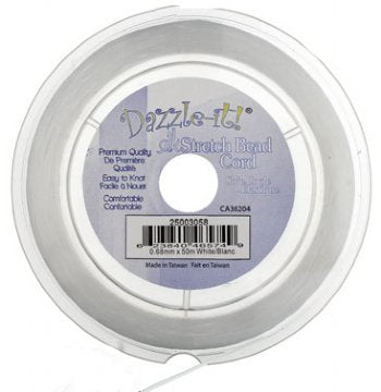 50m, .68mm White Silk Stretch Cord