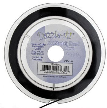50m, .68mm Black Silk Stretch Cord