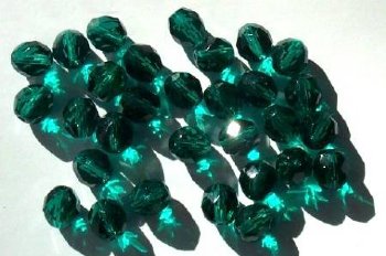 25 8mm Faceted Emerald Firepolish Beads