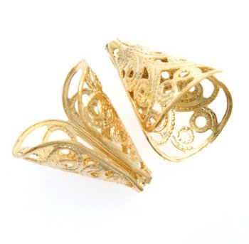 10, 12x15mm Gold Plated Filigrae Cones