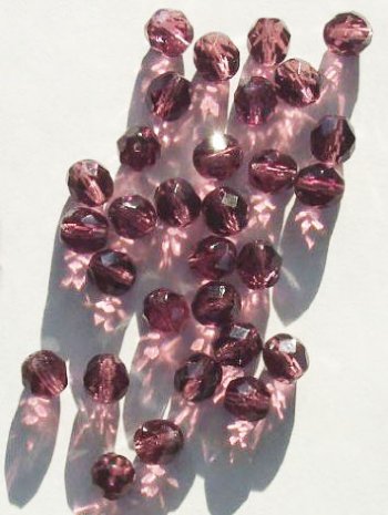 25 8mm Faceted Amethyst Firepolish Beads