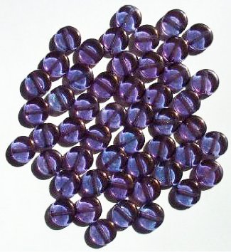 50 8x3mm Transparent Amethyst Lustre Flat Disk Beads