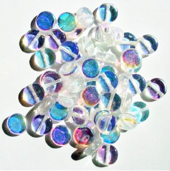 50 8x3mm Transparent Crystal AB Flat Disk Beads