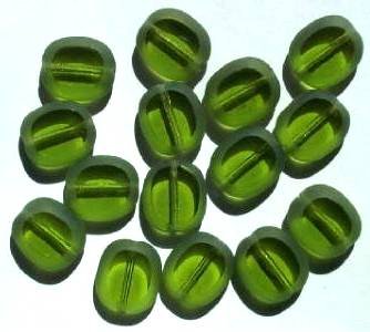 10 14mm Flat Cut Oval Window Bead Olive