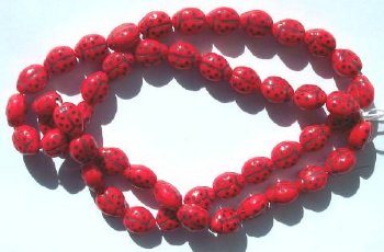 50 9mm Opaque Red Ladybug Glass Beads