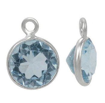 1, 9mm Faceted Blue Topaz and Sterling Silver Round Pendant