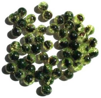50 8mm Light Yellow and Purple Crackle Glass Beads
