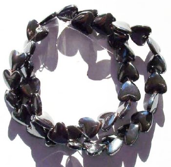 16 inch strand of 12mm Hematite Heart Beads