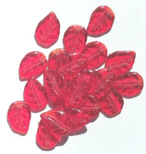 25 14mm Red Leaf Beads