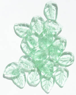 25 14mm Light Green Leaf Beads