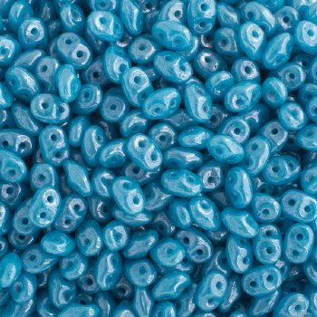 10 Grams Opaque Turquoise Blue Lustre 2.5x5mm Superduo Beads