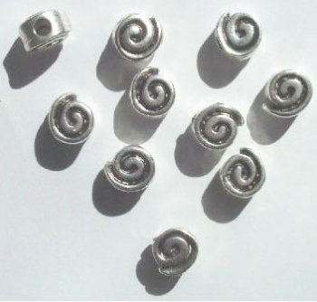 10 9x7mm Antique Silver Metal Swirl Beads