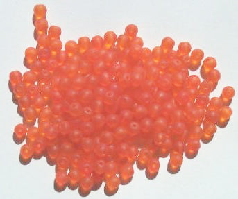 100 4mm Transparent Matte Hyacinth Orange Round Glass Beads