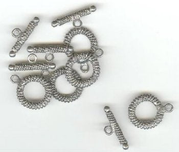 5 16mm Antique Silver Twisted Rope Toggle Clasps