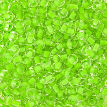 50g 6/0 Colorlined Neon Green Seed Beads