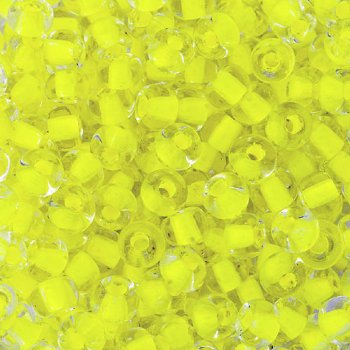 20 Gram Vial of 2/0 Crystal Colorlined Neon Yellow Seed Beads