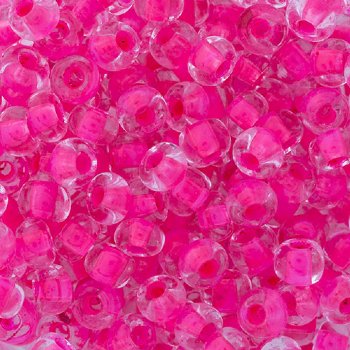 20 Gram Vial of 2/0 Crystal Colorlined Neon Pink Seed Beads