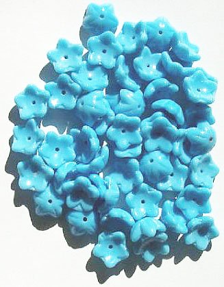 50 5x10mm Opaque Turquoise Cupped Flower Beads