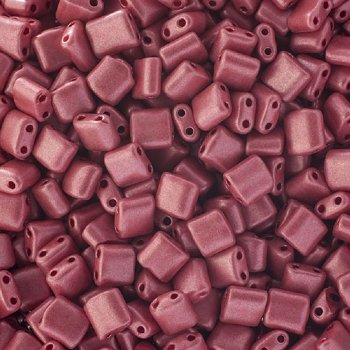 10 Grams 5x5mm Light Chalk Pink Metallic Dyed Two Hole Karo Beads