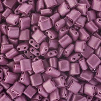 10 Grams 5x5mm Pink Chalk Metallic Dyed Two Hole Karo Beads