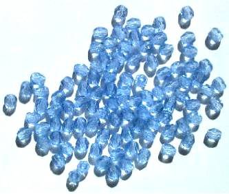 100, 4mm Faceted Light Sapphire Firepolish Beads