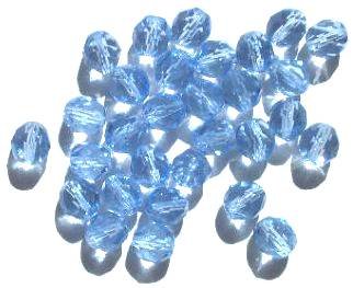 25 8mm Faceted Light Sapphire Firepolish Beads