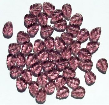 50 11x8mm Transparent Amethyst Leaf Beads