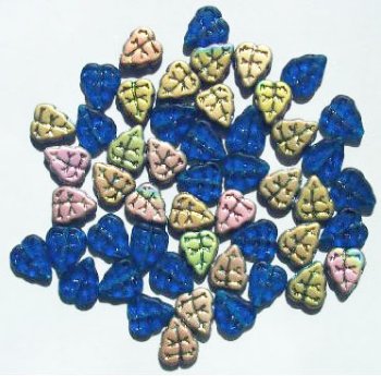 50 10x8mm Transparent Matte Blue AB Leaf Beads