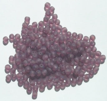 100 4mm Transparent Matte Amethyst Round Glass Beads