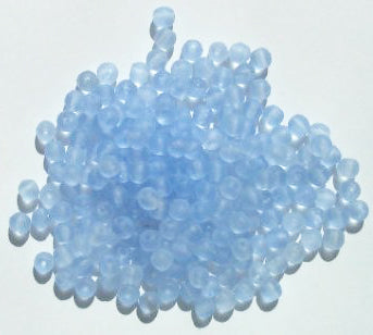 100 4mm Transparent Matte Light Sapphire Round Glass Beads