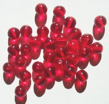 25 10mm Transparent Red Round Glass Beads