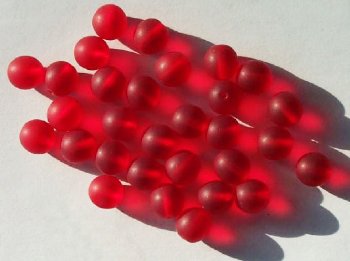 25 10mm Transparent Matte Red Round Beads