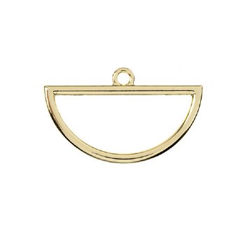 1, 18x30mm Beadwork Gold Plated Half Circle Pendant / Link