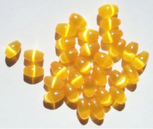30 6x4mm Bright Yellow Fiber Optic Oval Beads