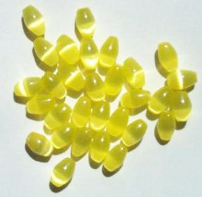 30 6x4mm Light Yellow Fiber Optic Oval Beads