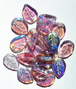 25 14mm Amethyst AB Leaf Beads