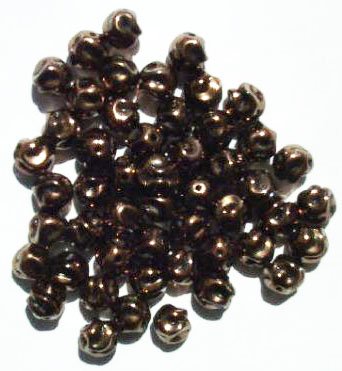 25 8mm Metallic Bronze Ruffled Round Glass Beads
