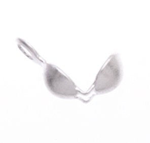 50 Silver Tone Eye Clamshell Bead Tips