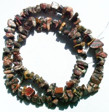 16 inch strand of Leopard Skin Jasper Chips