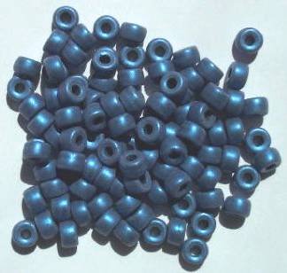 100 4x6mm Crow Beads Metallic Matte Black Pearl Blue