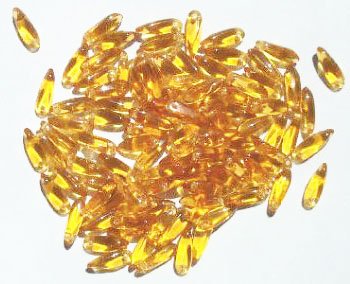100 3x11mm Transparent Topaz Dagger Beads