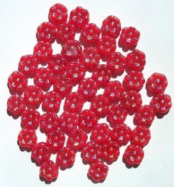 50 8mm Milky Red Lustre Flower Beads