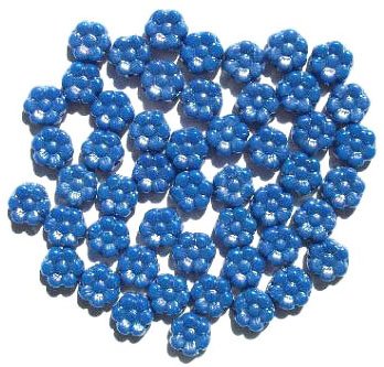 50 8mm Milky Blue Flower Beads