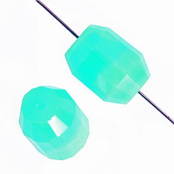 4 15x11mm Faceted Milky Green Opal Oval Beads