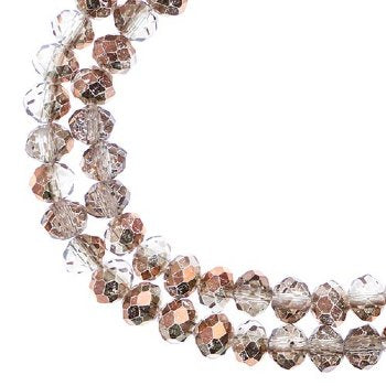 78, 4x6mm Faceted Half Coated Copper Crystal Lane Donut Rondelle Beads