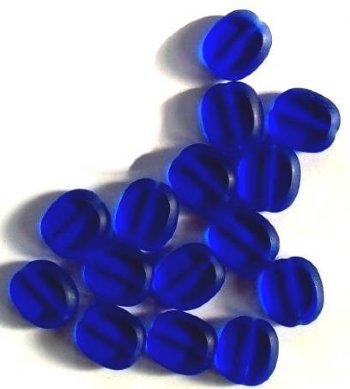 10 14mm Flat Cut Oval Window Bead Cobalt