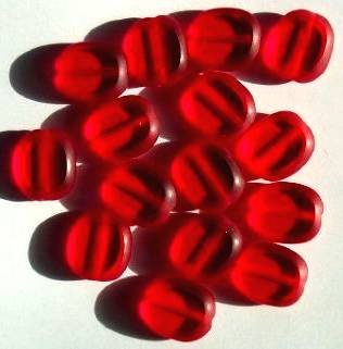10 14mm Flat Cut Oval Window Bead Red